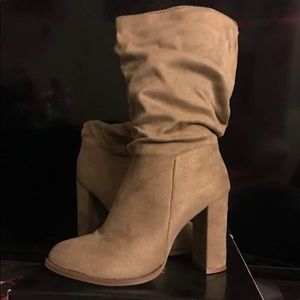 Beige Suede Boots
